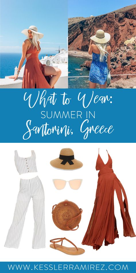 Outfit ideas for European Summer in Santorini, Greece. These Santorini outfits also work for other Greek Islands like Mykonos and Corfu.  Summer outfits, outfit inspiration, travel outfits, what to pack, island style. Santorini Outfits, Summer In Santorini, Greece Vacation Outfit, Santorini Outfit, What To Wear Summer, Greece Travel Outfits, European Travel Outfit, Grecia Santorini, Santorini Grecia