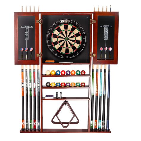 PRICES MAY VARY. 100% Solid Wood: The pool cue rack & dart board cabinet is made of 100% solid wood with furniture-grade paint finish and has quality bronze self-closing hinges with bronze screws, sturdy and durable. Billiard Rack: Our billiard cabinet will hold 10 billiard cue sticks on the two sides, two layers of concave shelves hold 16 billiard balls and keep them neatly arranged, and the metal hook at the bottom can hang 2 billiard ball racks. Dart Board Cabinet: The center of the dart cabi Dart Scoreboard, Billiard Ball Racks, Darts Scoreboard, Billiards Room Decor, Dartboard Cabinet, Pool Cue Rack, Pool Table Accessories, Pool Table Room, Dart Board Cabinet