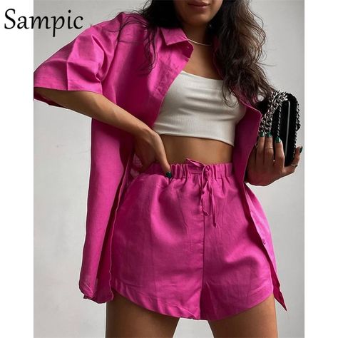 Cheap Women's Sets, Buy Quality Women's Clothing Directly from China Suppliers:Sampic Casual Lounge Wear Summer Green Tracksuit Women Shorts Set Short Sleeve Shirt Tops And Loose Mini Shorts Two Piece Set Enjoy ✓Free Shipping Worldwide! ✓Limited Time Sale ✓Easy Return. Lounge Wear Summer, Green Streetwear, Casual Lounge Wear, Striped Pant, Streetwear Shorts, Traje Casual, Stripe Long Sleeve, Estilo Chic, Striped Long Sleeve Shirt