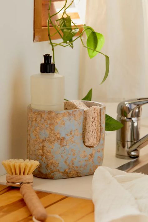 Kitchen Sink Caddy Ideas, Sink Caddy Ideas, Sink Station, Sophisticated House, Small Kitchen Accessories, Geometric Removable Wallpaper, Sponge Caddy, Kitchen Sink Caddy, Camper Kitchen