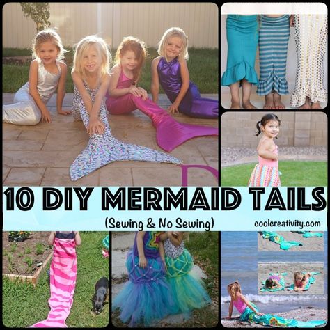 Here’s a collection of DIY mermaid tails sewing and no sewing projects perfect for little girls who like to play dress up. Mermaid Costume Kids, Diy Mermaid Tail, Mermaid Costume Diy, Mermaid Tail Costume, Girls Mermaid Tail, Mermaid Swim Tail, Mermaid Tails For Kids, Diy Mermaid, Tie Blanket