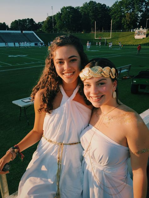 Toga Night #football Senior Toga Night, Toga Night Football, Senior Toga Ideas, Toga Theme Football Game, Toga Outfits For Women, Toga Outfit Spirit Week, Diy Toga Costume For Women, Toga Party Costume Diy, Toga Night