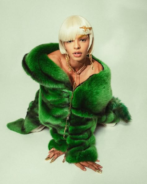 Fur Coat Photoshoot Ideas, Green Photoshoot Ideas, Fur Photoshoot, Fur Coat Photoshoot, Coat Photoshoot, Fur Aesthetic, Green Photoshoot, Draw Outfits, Big Fur Coat