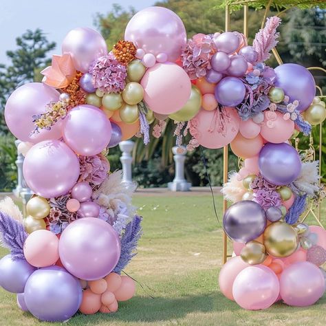 Purple And Gold Balloons, Pink And Purple Balloons, Purple Balloon Garland, Lavender Balloons, Lilac Balloons, Balloon Arch Kit, Baby Shower Purple, Purple Balloons, Balloon Arrangements