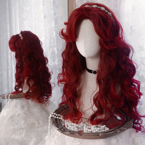 Smarter Shopping, Better Living! Aliexpress.com Hair Designs Aesthetic, Long Hair Styles Wavy Hair, Red Hair Styles Hairstyles, Wavy Long Hair Styles, Curly Hair Wig Styles, Long Red Hairstyles, Fantasy Hairstyle, Red And Pink Hair, Cute Wig Hairstyles