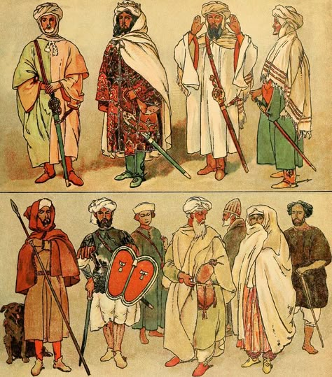 Clothing of al-Andalus in the 15th century, during the Emirate of Granada Arabian Art, Al Andalus, Medieval Clothing, Historical Art, Book Images, Dark Ages, Andalusia, Cotton Wool, 15th Century