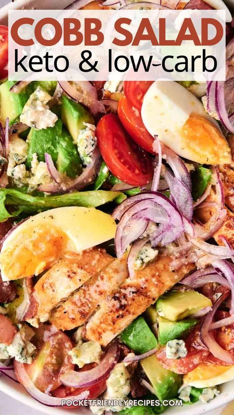 Keto Cobb Salad, Ranch Salad Dressing Recipes, Keto Salad Dressing, Classic Cobb Salad, Vinaigrette Dressing Recipe, Cobb Salad Recipe, Keto Salad, Low Carb Salad, Boiled Egg Diet