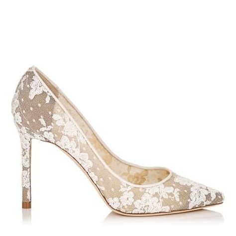 Romy 100 - Ivory Floral Lace Pointy Toe Pumps | 14 Jimmy Choo Wedding Shoes: Sassy Style | Metallic bridal accessory ideas and inspiration - Love & Lavender Jimmy Choo Bridal Shoes, Bridal Shoes Lace, Heels Bride, Jimmy Choo Wedding Shoes, Jimmy Choo Bridal, Jimmy Choo Romy, Designer Wedding Shoes, Fantastic Shoes, Bridal Heels