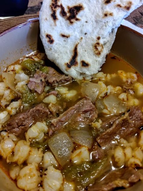 Christmas Style Steak Posole Rich and flavorful this soup is slow cooked until the hominy is soft and the steak is fall apart tender. Ingredients : 5-6 pounds steak cut in large chunks 1 cut carrots 2 Tablespoon salt 1 Tablespoon garlic chopped 28 oz. green chile 1 Tablespoon red chile powder 48 ounces canned […] Posole Recipes, Green Posole Recipe, New Mexico Posole, New Mexico Posole Recipe, Filet Recipes, Fish Filet, Posole Recipe, Foil Packet Potatoes, White Bean Soup Recipes