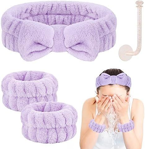 CERETIA Face Wash Headband and Wristband Set, Wrist Towels for Washing Face with Holder Microfiber Wristbands for Washing Face Absorbent Spa Wristbands Wrist Scrunchies Face Washing Wristbands ,... Cloth Hairband, Facial Headband, Gray Headband, Fleece Headbands, Purple Headbands, Washing Face, Grey And Coral, Facial Cleaning, Blue Headband