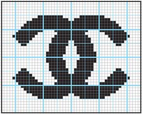 Logo Chanel - got to do this in needlepoint Friendship Bracelets Ideas, Bracelets Ideas, Embroidery Alphabet, Tapestry Crochet Patterns, Pola Kristik, Pola Sulam, Loom Bands, Needlework Patterns, Pixel Art Pattern