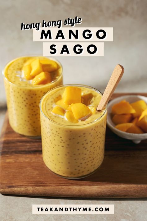 Mango Sago Recipe, Tapioca Dessert, Sago Recipes, Mango Desserts, Mango Sago, New Year's Desserts, Tapioca Pudding, Mango Pudding, Mango Dessert