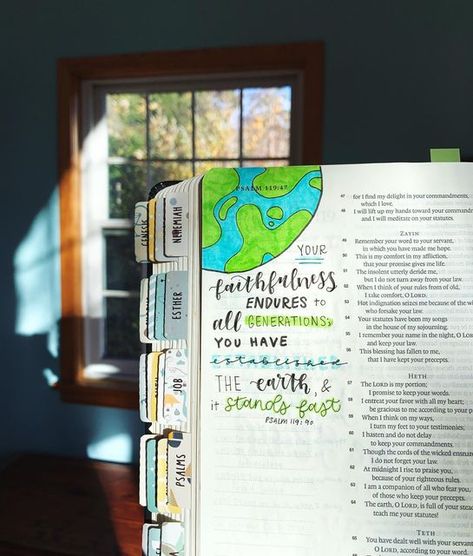 Psalm 119 Bible Journaling, Aesthetic Bible Cover, Revelation Bible Journaling, Psalm Bible Journaling, Bible Art Journaling Ideas, Psalms Bible Journaling, Bible Cover Ideas, Bible Calligraphy, Jesus Journal