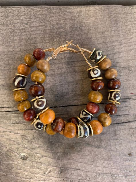 African Accessories Jewelry, African Earrings Ethnic Jewelry, Jamaican Jewelry, African Earrings Handmade, Black Owned Jewelry, Afro Jewelry, African Beaded Bracelets, Wood Beads Jewelry, African Inspired Jewelry