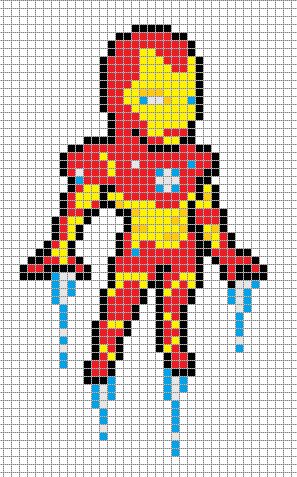 IRON MAN Iron Man Cross Stitch Pattern, Iron Man Cross Stitch, Iron Man Dibujo, Lioness Tattoo Design, Marvel Cross Stitch, Perler Bead Mario, Marvel Paintings, Hello Kitty Crafts, Perler Art