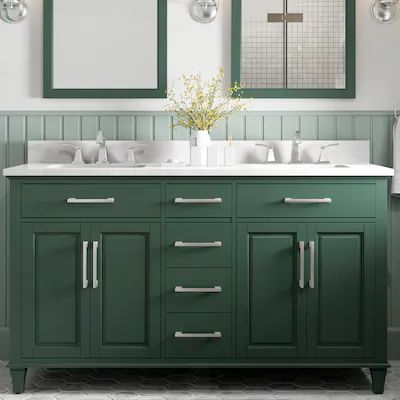 60 Inch Double Vanity, 60 Inch Vanity, 48 Inch Bathroom Vanity, Green Bathroom Vanity, Blue Bathroom Vanity, Single Sink Bathroom, Bathroom Size, Double Sink Bathroom, Allen Roth