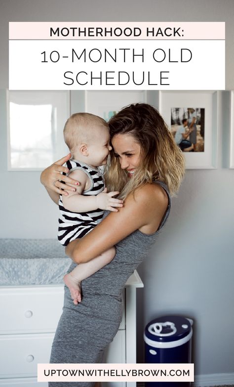 Houston lifestyle blogger Uptown with Elly Brown shares her 10 month old schedule from sleeping, eating, and activity time. Click here for more! 10 Month Old Schedule, Going To Bed Early, Baby Meal Plan, Shopping List Clothes, Inspirational Quotes For Moms, Bed Early, Baby Schedule, Introducing Solids, Kids Schedule