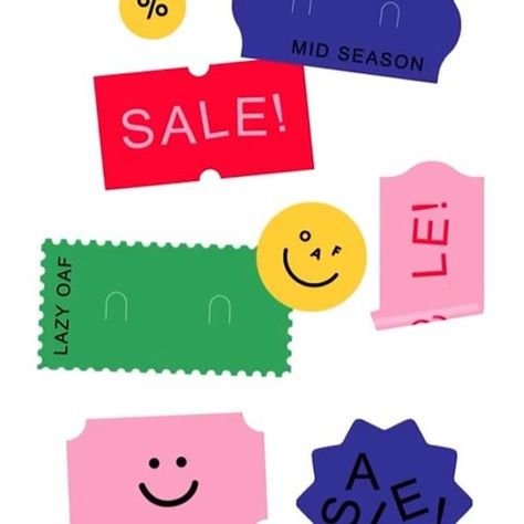 lazyoafs Sale Sticker Design, Sale Sticker, Sale Tag, Lazy Oaf, Print Layout, Church Design, Tag Sale, Graphic Design Posters, Graphic Design Inspiration