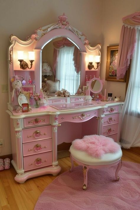 Coquette Vanity, Dream Bedroom Inspiration, Pink Room Decor, Future Apartment Decor, Cute Bedroom Ideas, Dekorasi Kamar Tidur, Princess Room, Pinterest Room Decor, Girly Room