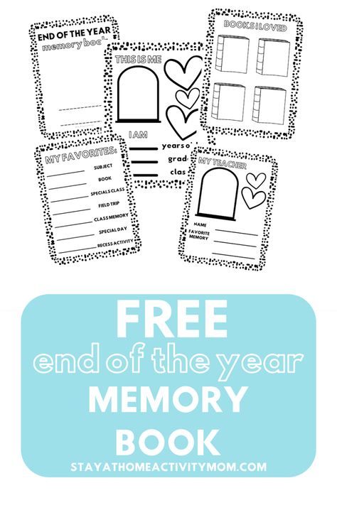 Here's a 10 page free booklet that makes an adorable end of the year memory book. Your child can fill in their favorite memories from the year and keep this booklet to look back on years later. It can be stapled together as a booklet and filled out by your child (with or without your help). Preschool Memory Book, School Memory Book, School Year Memories, Patriotic Activities, Memory Book School, Summer Preschool Activities, Free Printable Activities, End Of School Year, School Memories