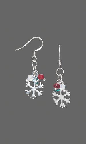 Jewelry Design - Earrings with Swarovski Crystal Beads and Sterling Silver Snowflake Charms - Fire Mountain Gems and Beads Beaded Decorations, Holiday Jewelry Ideas, Diy Christmas Earrings, Christmas Jewelry Diy, Bijoux Fil Aluminium, Jewelry Making Earrings, Snowflake Earrings, Fire Mountain Gems And Beads, Jewelry Design Earrings