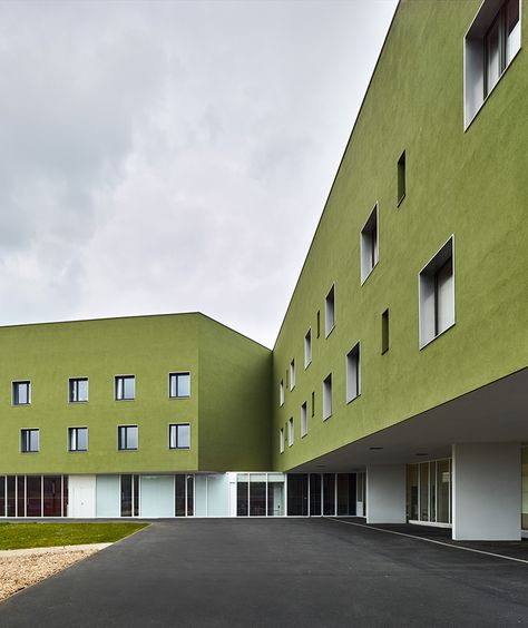 dominique coulon builds green retirement home in france School Floor Plan, Homes In France, Healthcare Architecture, Facade Architecture Design, Retirement Home, Site Plans, Elderly People, Nursing Home, Facade Architecture