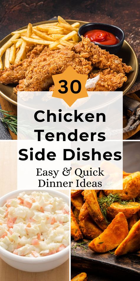 Complement your chicken tenders with 30 simple and delicious side dishes! Whether you're in the mood for something savory or sweet, these ideas will enhance your meal. Click to discover a variety of sides that are sure to please everyone at the dinner table! Sides For Chicken Tenders Dinners, Side For Chicken Tenders, Chicken Tender Dinner Ideas Sides, Chicken Tenders Sides Dishes, Chicken Strip Dinner Ideas Meals, Chicken Finger Side Dishes, Sides With Chicken Tenders, Chicken Dinner Sides Dishes, Chicken Tender Side Dishes