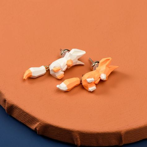 Fox Earrings, Fox Doll, Ear Cuff Earrings, Silver Gift Wrap, Mini Earrings, Funky Earrings, Ear Cuff Earings, Earrings Ear, Funky Jewelry