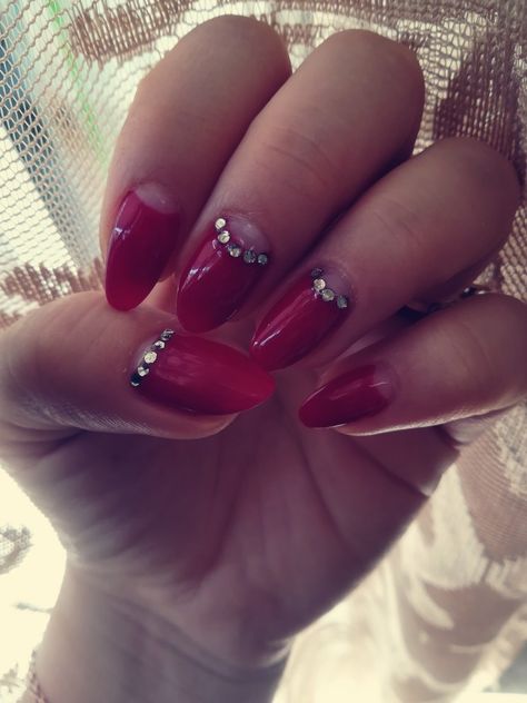 Love my dark red half-moon nails..! Half Moon Nails, Moon Nails, Half Moon, Dark Red, Moon, Nails, Red, Beauty, Quick Saves