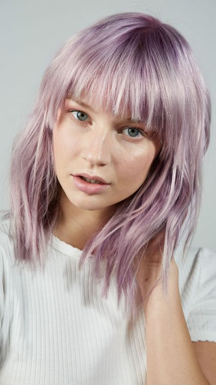 Lavender Hair Pale Skin, Pale Lavender Hair, Muted Purple Hair, Metallic Purple Hair, Hair Color Lavender, Metallic Hair Color, Trendy Fall Hair Color, Bed Heads, Lavender Hair Colors