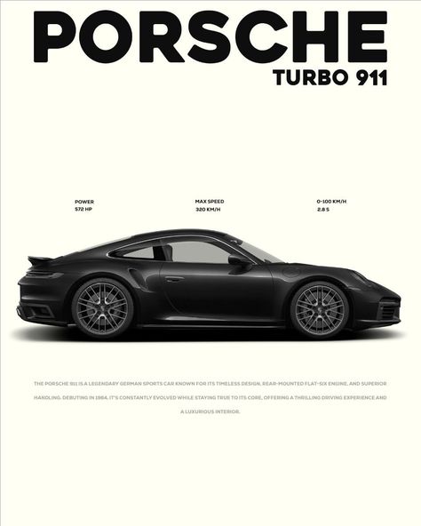 Car Posters Porsche, Hostel Decor, Porsche Turbo S, Porsche Turbo, Car Advertising Design, Black Porsche, Porsche Taycan, Porsche 914, 8 Seconds