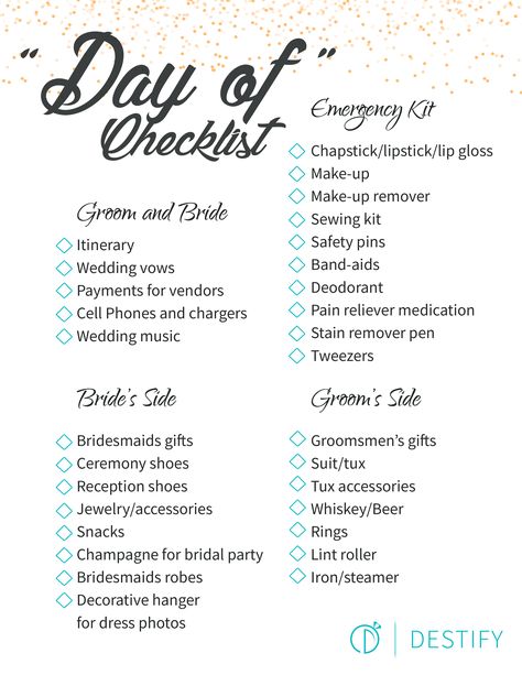 Destination Wedding Day Checklist. The big day can be overwhelming for many couples. Our main advice is to remember to breathe and enjoy every moment! Luckily for you, with a destination wedding, much of the last minute details should already be taken care of and you can just relax. But, in case you’re still nervous, here is our official “Day Of” checklist to help you keep things in order until the minute you walk down the aisle Indian Wedding Planning Checklist, Bridesmaid Checklist, Wedding Coordinator Checklist, Destination Wedding Timeline, Wedding List Checklist, Wedding Reception Checklist, Destination Wedding Checklist, Wedding Planning Checklist Printable, Wedding Day Checklist