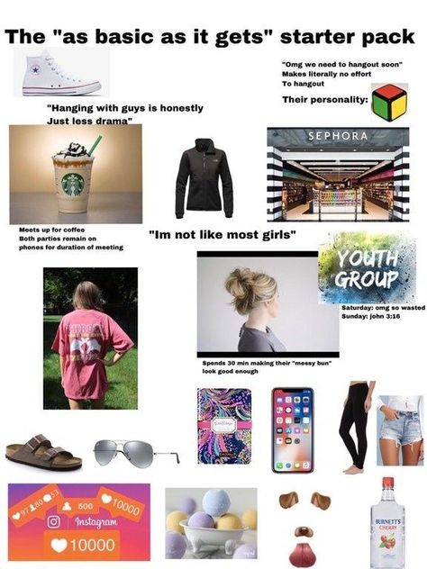 Embrace the stereotypes and bask in these humorous starter pack memes! #StarterPacks #Basic #BasicWhiteGirl #Stereotypes #FunnyMemes Basic Girl Aesthetic, Aesthetic Starter Pack, Karen Memes, Teen Trends, Basic Girl, Clean Girl Aesthetic, Vsco Girl, Visual Statements, Starter Pack