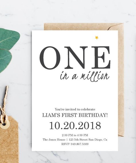 One in a Million First Birthday Party Invitation Invitation | Etsy 1 In A Million, First Birthday Party, Birthday Party Invitation, Youre Invited, Just Kidding, One In A Million, Birthday Theme, Birthday Party Invitations, First Birthday