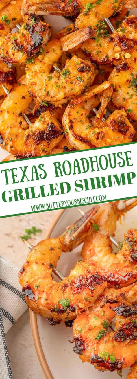 Texas Roadhouse Shrimp Recipe Copycat, What Goes With Shrimp Cocktail, Texas Roadhouse Shrimp Recipe, Large Shrimp Recipes, Texas Roadhouse Grilled Shrimp, Lemon Herb Marinade, Shrimp Butter, Easy Grilled Shrimp Recipes, Summer Shrimp Recipes