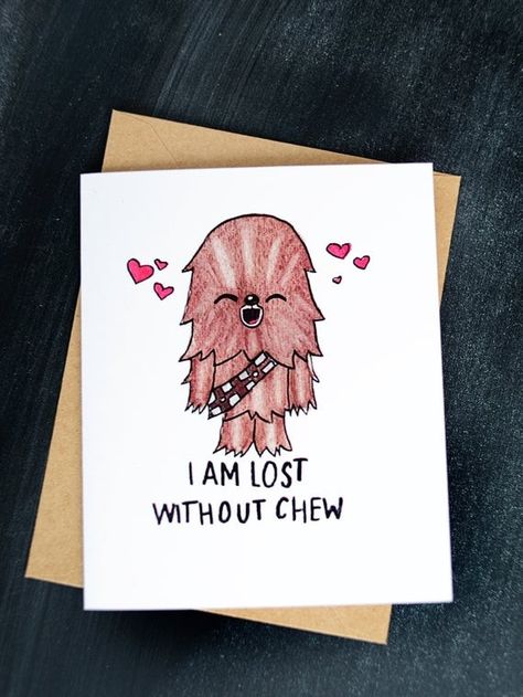 Card Doodles, Starwars Valentines Cards, Star Wars Puns, Birthday Drawings, Circuit Maker, Yoda Art, Star Wars Valentines, Punny Cards, Star Wars Diy