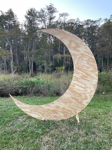 Order here!! Moon Ideas orlando #florida Moon Arch, Wooden Moon, Wood Moon, Moon Baby Shower, Moon Decor, 2 Birthday, Midsummer Nights Dream, Facebook Marketplace, Halloween Food