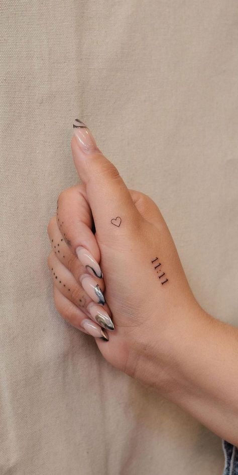 tattoo ideas, tattoo ideas for women, unique tattoo ideas, tattoo ideas for couples, simple tattoo ideas, small tattoos, tiny tattoo ideas 11:11 Tattoo Ideas, 11 11 Tattoo, Simple Girl Tattoos, Simple Finger Tattoo, 11 Tattoo, Simple Hand Tattoos, Hand Tattoo Ideas, Butterfly Wrist Tattoo, Tiny Tattoos For Women