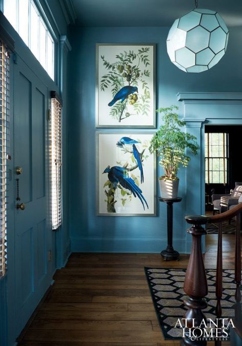 Egads! My husband Won't Let Me Change The Blue Trim Color! Frame Wall Layout, Entryway Gallery Wall, Dining Room Paint Colors, Frame Layout, Dining Room Paint, Blue Room, Atlanta Homes, Room Paint Colors, Gallery Wall Frames