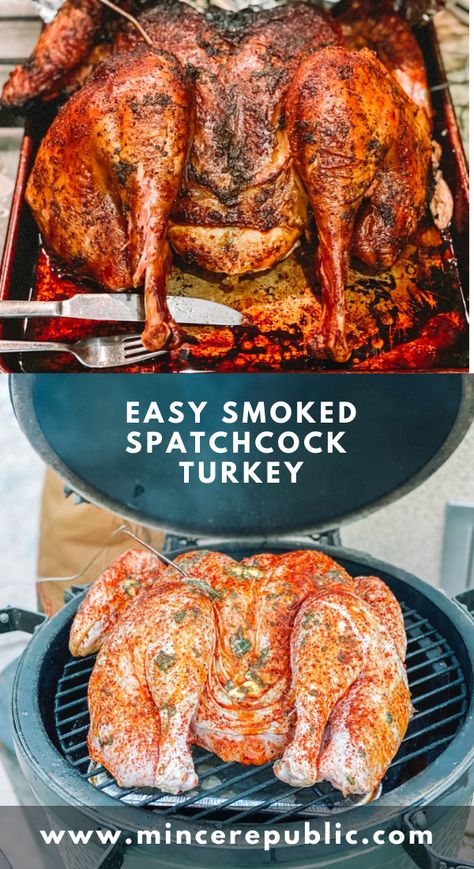 Smoked Spatchcock Turkey, Spatchcock Turkey Recipe, Smoked Whole Turkey, Smoked Turkey Breast Recipe, Christmas Bbq, Spatchcock Turkey, Winter Bbq, Big Green Egg Recipes, Smoked Turkey Recipes