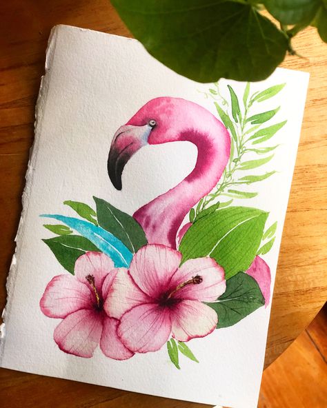 Flamingo watercolor by gabyacuarelas #flamingo #watercolor Flamingo Painting Watercolor, Flamingo Painting Ideas, Flamingo Painting Acrylic, Flamingo Mural, 3d Beach Art, Agate Slice Art, Flamingo Watercolor, Kids Canvas Painting, Flamingo Pictures