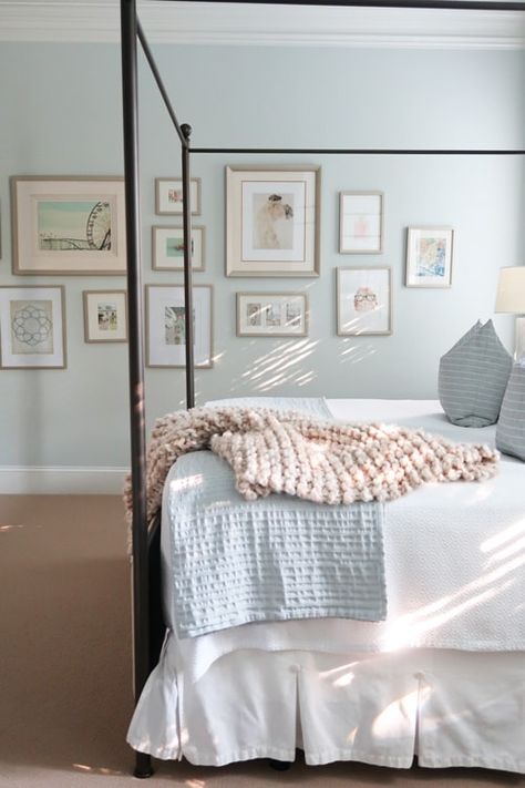 Pale Blue Paint Colors, Quiet Moments Benjamin Moore, Benjamin Moore Bedroom, Bedroom Paint Colors Master, Paint Color Ideas, Trending Paint Colors, Paint Color Inspiration, Blue Paint Colors, Sherwin Williams Paint Colors