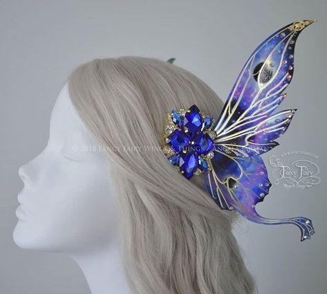 Hair Jewelry Diy, Wing Hair Clips, Iridescent Fairy Wings, Iridescent Fairy, Silver Hair Clip, Iridescent Crystal, Diy Fairy, Magical Jewelry, Wings Design