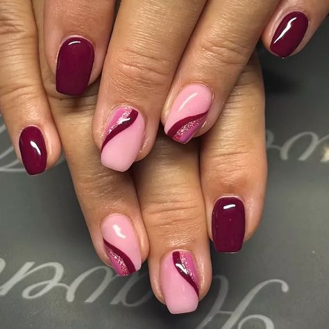 Short Fall Nail Ideas, Short Fall Nail, Berry Nails, Gel Nails French, Swirl Nails, Fall Nail Ideas, Nail Color Combos, Purple Nail Art, Gel Nail Art Designs