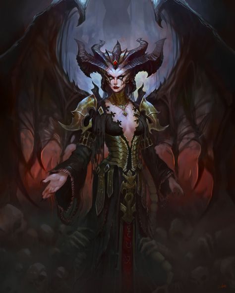 ArtStation - Lilith from Diablo - Fanart, Šárka Š. - Claina Diablo 4 Wallpaper, Diablo Lilith, Diablo Characters, Lilith Diablo, Mother Earth Art, Monster Artwork, Female Demons, Fantasy Demon, Ange Demon