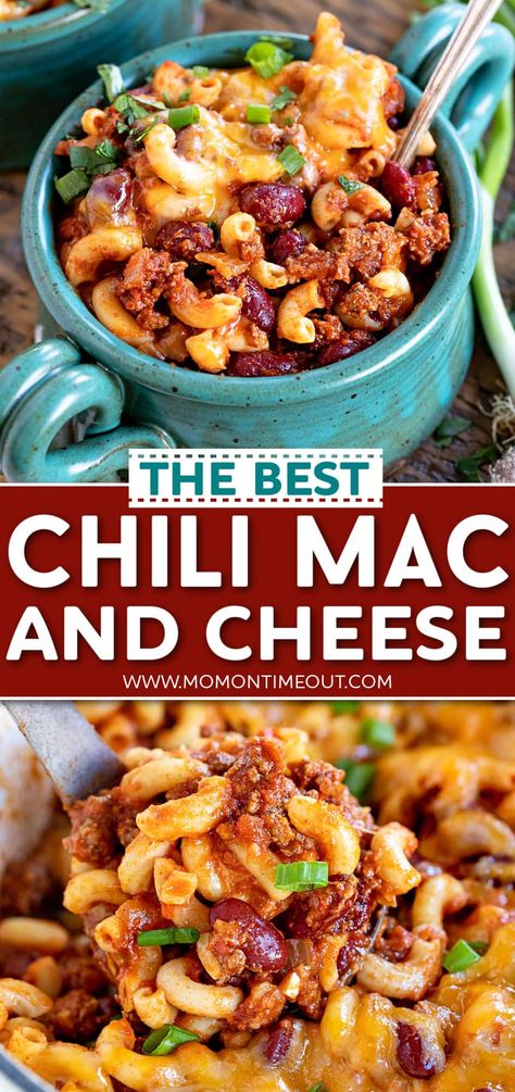 Study Meals, Easy Chili Mac, Chili Mac Recipe, The Best Chili, Classic Chili, Chili Mac And Cheese, Best Chili, Mom On Timeout, Chili Mac