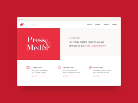 Daily UI #051 Landing page for a press and media section of a site :) Webpage Layout, Event Website, Brand Assets, Daily Ui, Ui Elements, User Interface Design, Create Website, Interface Design, Press Release