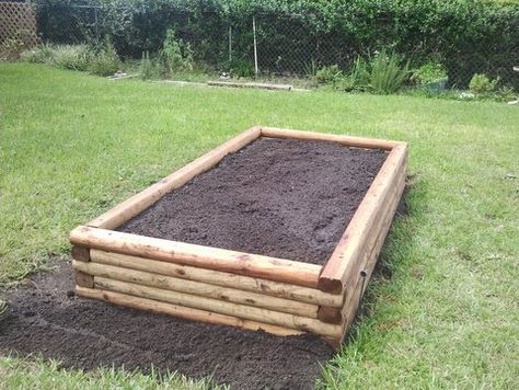 Landscaping Timber Garden Beds Landscape Timber Edging, Landscape Timbers, Raised Garden Bed Plans, Building Raised Garden Beds, Raised Patio, Raised Flower Beds, Building A Raised Garden, Diy Raised Garden, Raised Garden Beds Diy