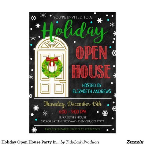 Holiday Open House Party Invitation Open House Party Invitations, House Party Invitation, Open House Party, Open House Parties, Holiday Open House, Christmas Party Invite, Adult Christmas Party, Cocktail Party Invitation, Christmas Open House