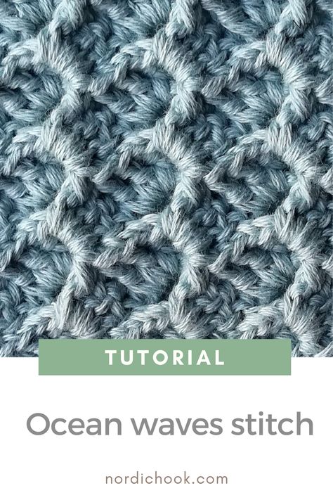 This free crochet tutorial shows how to make the ocean waves stitch step-by-step. It includes detailed photo instructions. This stitch is a repeat of one row. The ocean waves stitch has a very nice texture, it is reversible and it looks the same on both sides. Ocean Wave Crochet Stitch, Ocean Waves Crochet Blanket Free Pattern, Crystal Waves Crochet Pattern, 3d Crochet Stitch, Ocean Crochet Blanket, Crochet 3d Stitch, Crochet Waves, Nautical Crochet, Ocean Wave Crochet